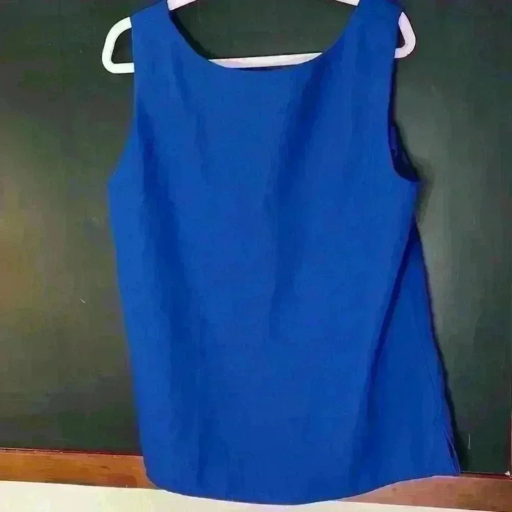 R&M Richards By Karen Kwong Women Size 14W Royal Blue Sleeveless Top Business - Picture 2 of 4